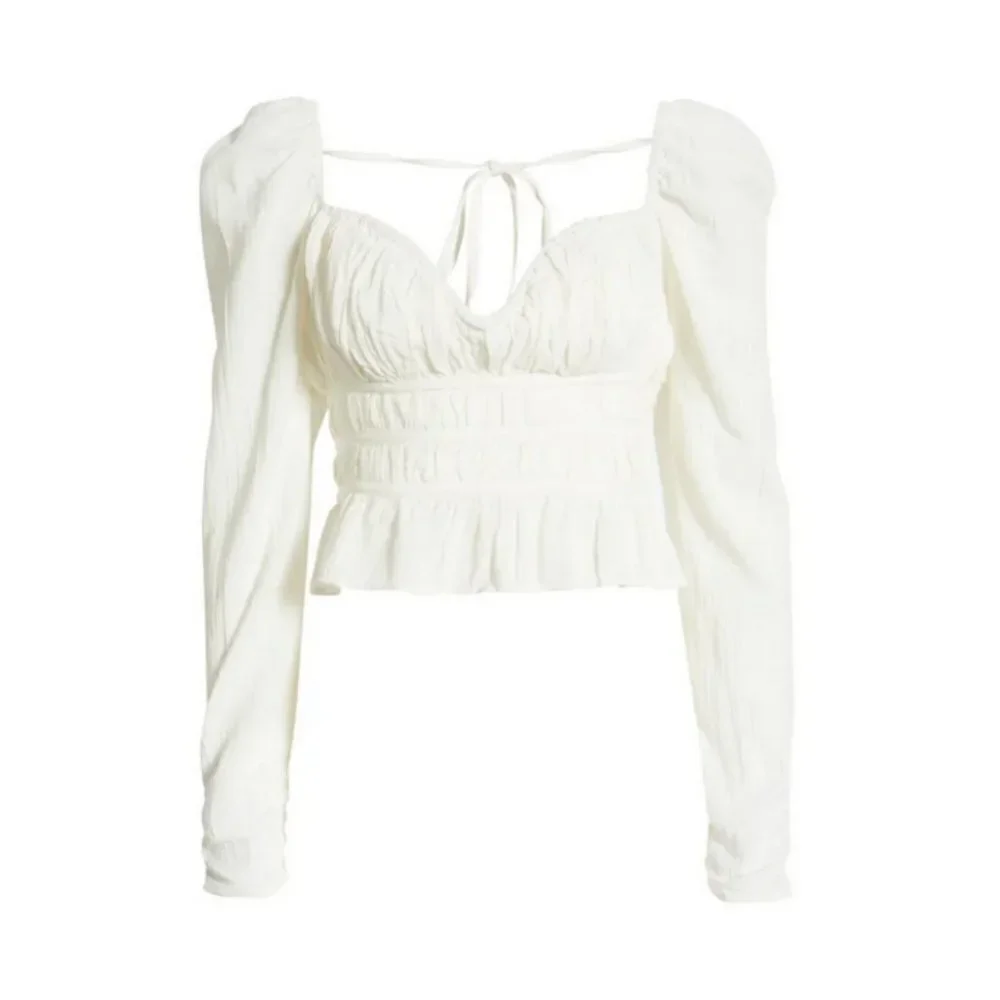 💕FREE PEOPLE💕 Chloe Top Cotton Sweetheart Neckline ~ White Medium  NWOT